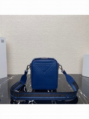 Prada Saffiano leather shoulder bag 2VH154 blue