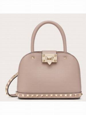 VALENTINO ROCKSTUD small grained calfskin handbag WB0Q69 gray