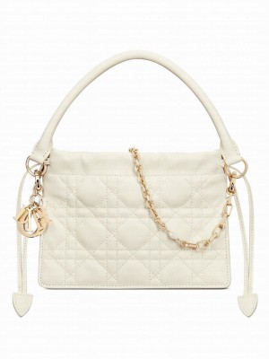 Dior Lady Dior Top Handle Drawstring Mini Bag S0981 Cream