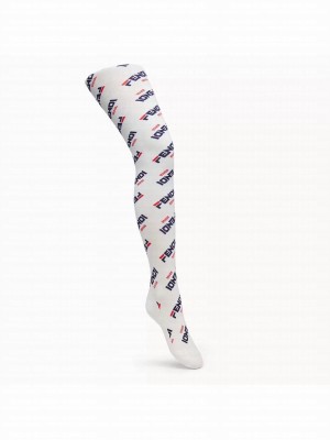 Fendi Mania Logo Tights White 05 2019 Collection
