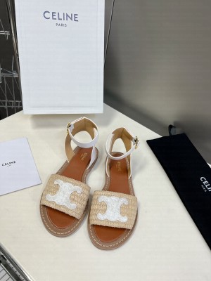 CELIE FLAT SANDALS IN RAFFIA & CALFSKIN 06