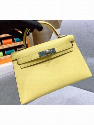 Hermes Mini Kelly II Bag in Original Chevre Leather Light Yellow