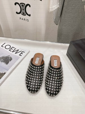 Alaïa FLATS IN STRASS LAMBSKIN MULE BLACK