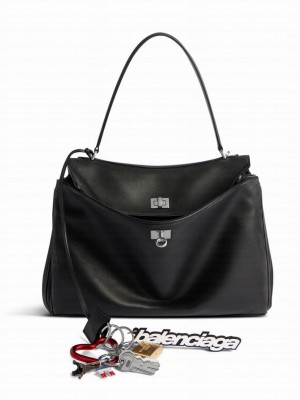Balenciaga Rodeo Medium Handbag Used Effect With One Charm Black