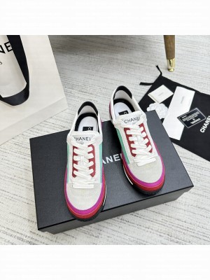 Chanel Fabric, Suede & Calfskin G40012 Sneakers 2023SS Pink