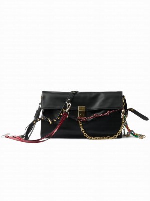 Prada Soft Sound Large Leather Shoulder Bag With Charms 1BD378 Black