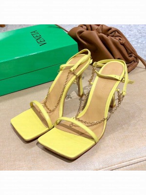 Bottega Veneta Stretch Lambskin Chain Sandals 9cm Yellow  2021 Collection