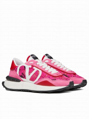 Valentino Women's Lace And Mesh Lacerunner Sneaker Pink