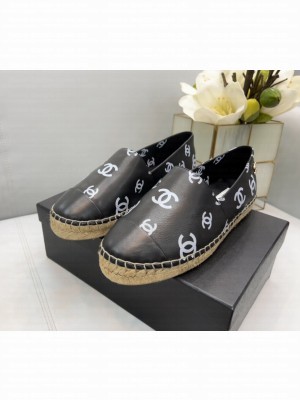Chanel CC Printed Lambskin Espadrilles G38628 Black 2022 Collection