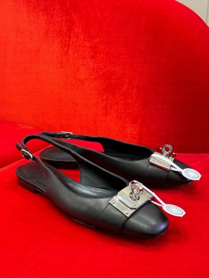 Hermes Innocente Slingback flat in goatskin black