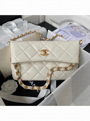 Chanel Shoulder Bag Lambskin & Gold-Tone Metal AS4754 white