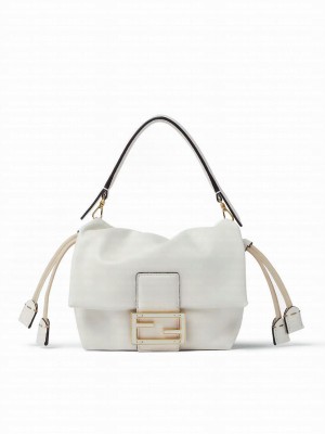 Fendi Mamma Baguette Small Nappa Leather Mini Bag 8BS105 White