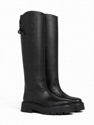 Celine Women's Bulky Buckled High Boot In Calfskin Black