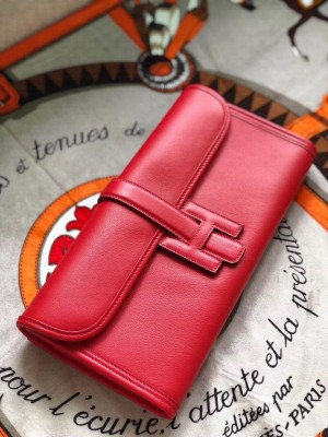Hermes Jige Elan 29 Swift Clutch Bag red