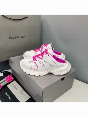 Balenciaga Unisex Track Mules in Mesh and Nylon White/pink 2021 Collection