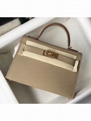 Hermes Mini Kelly II Handbag in Original Epsom Leather Dove Grey (Gold Hardware) Collection
