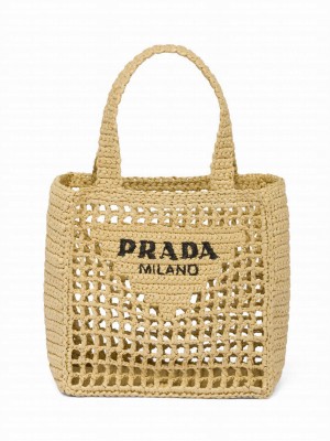 Prada Small Raffia Tote 1BG444 Apricot