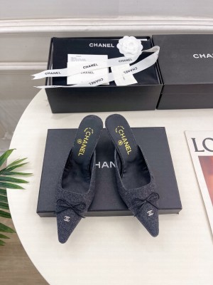 Chanel suede with bow Black Mule 2025