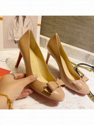 Christian Louboutin Patent Leather Pumps 8cm with Bow Nude 2021 Collection