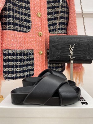 JIL SANDER Leather Slide Sandals Black