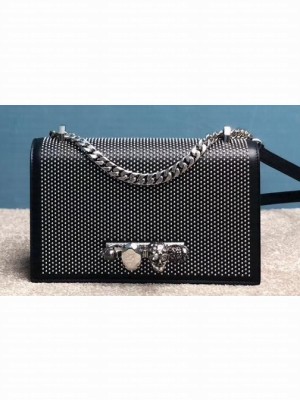 Alexander Mcqueen Jewelled Satchel Bag Black/Silver Studs