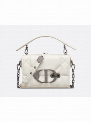 DIOR 30 MONTAIGNE BOX BAG WITH HANDLE Latte Maxicannage Lambskin M9218B WHITE