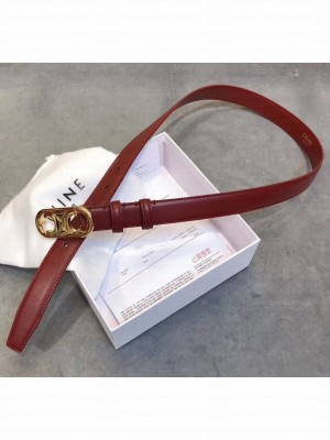 Celine Width 2.5cm Caflskin Belt Burgundy 2020 Collection
