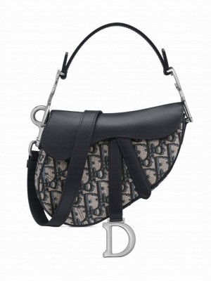 Christian Dior Mini Saddle Bag with Strap Dark Blue