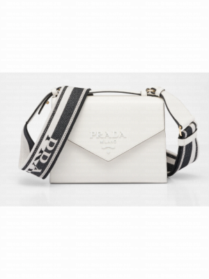 Prada Monochrome Saffiano and leather bag 1BD317 white