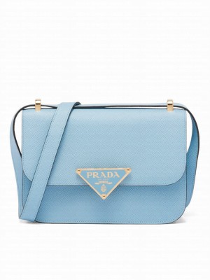 Prada Saffiano Leather Shoulder Bag Blue