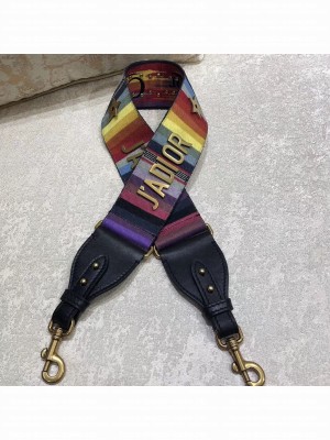 Dior Multi-coloured Striped Canvas Shoulder Strap with J'adior Metal