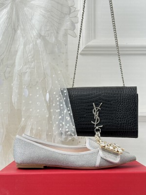 Roger Vivier Crystal buckle Glitter flat Silver