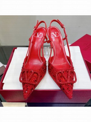 Valentino VLogo Slingback Pumps 8cm With Red Crytal 2022 Collection