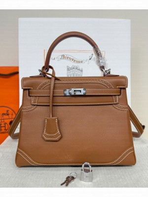 Hermes Hermes Kelly Ghillies 32 Retourne Handbag Coffee