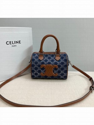 CELINE SMALL BOSTON IN Denim Blue AND CALFSKIN 113772