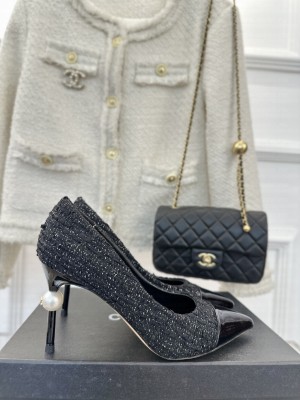 Chanel Pearl Heel 8.5cm Pumps 07