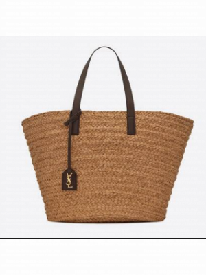 SAINT LAURENT PANIER MEDIUM BAG IN RAFFIA 693242 IVORY