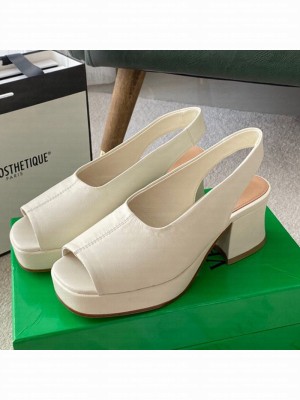 Bottega Veneta Stack Slingback Pumps White  2021 Collection