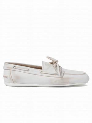 Miumiu Women's Unlined Bleached Leather Loafers White