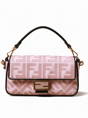 Fendi Baguette FF Canvas Bag 8BR600 Pink