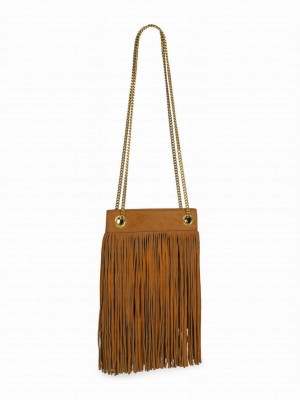 Saint Laurent Grace Small Chain Bag In Suede Coffee