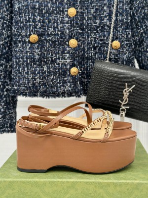 Gucci Signoria 7.5cm Platform Sandals Navy and ebony Original GG canvas 2024