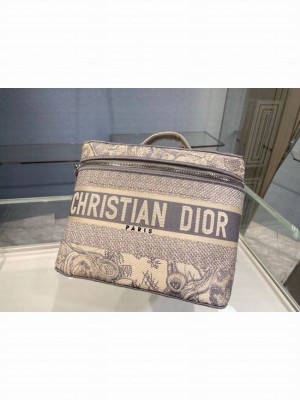 Dior Toile de Jouy Embroidery DIORTRAVEL VANITY CASE S5480V gray
