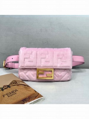 Fendi Baguette Velvet Belt Bag Light Pink  2021 Collection