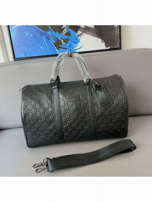 Gucci Original Leather Keepall Strap Travel Bag 206501 Black