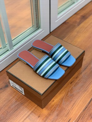 Loro Piana The Suitcase Stripe SandalsViscose 2022 Collection, Blue
