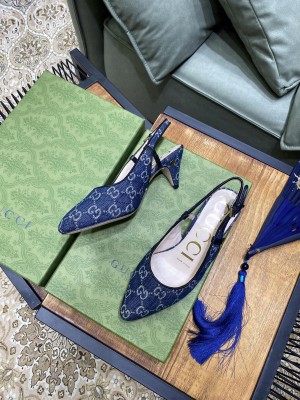 Gucci Women's GG Multicolo canvas sling back Denim 2021 Collection