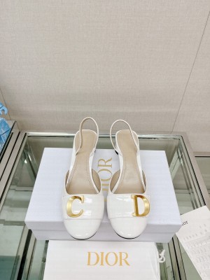 Dior C'est Dior Slingback Pumps 3.5cm in Patent Calfskin 2023 White