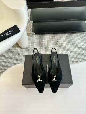 Saint Laurent Slingback Flats In Suede 