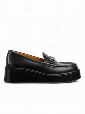 Gucci Women's Horsebit Wedge Loafer 794317 Black